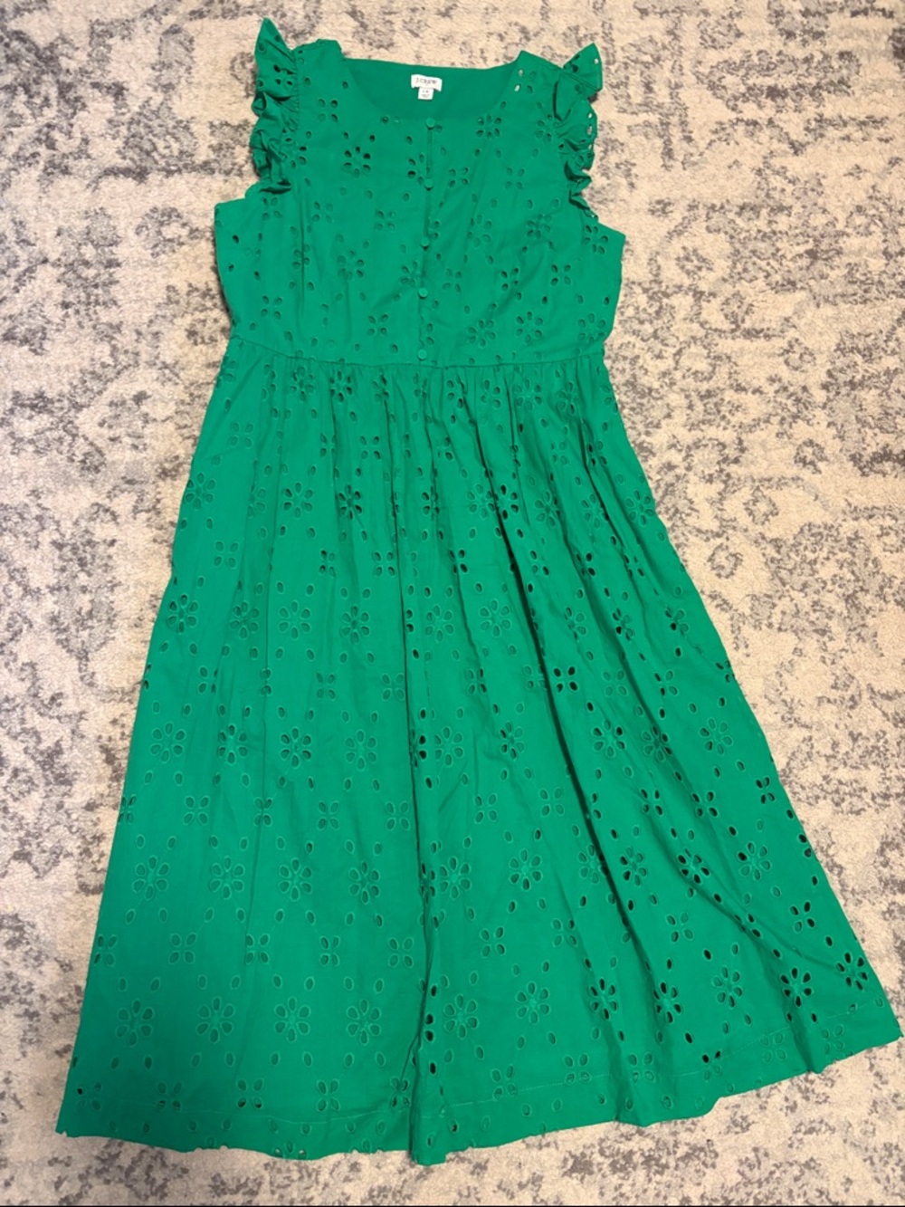 J. Crew Green Eyelet Midi Dress - Picture 2 of 11